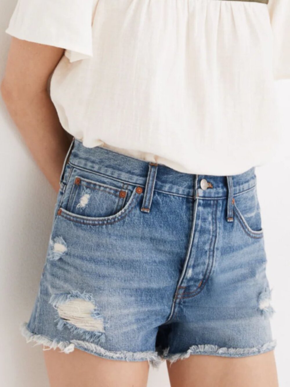 Madewell Homecrest Wash Ripped Relaxed Denim Shorts Size 25 - 38846